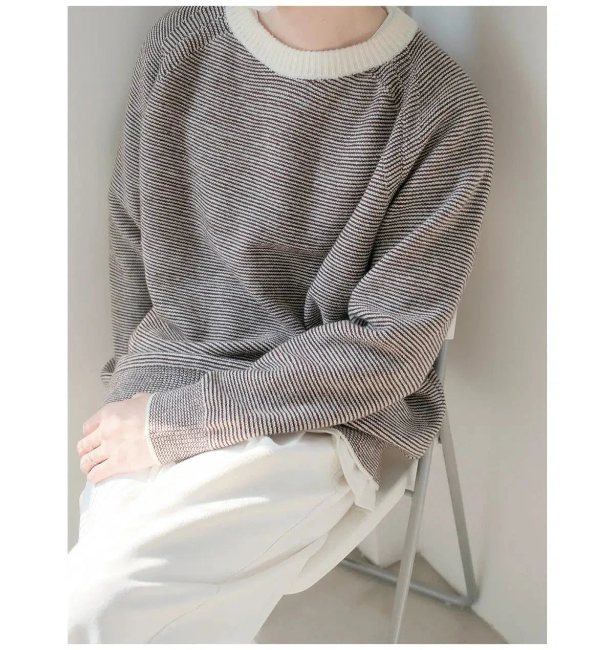 Crew Neck Striped Pullover