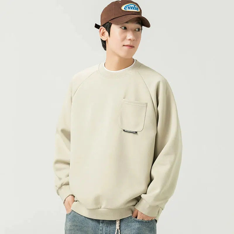 Crew Neck Sweatshirt with Pockets