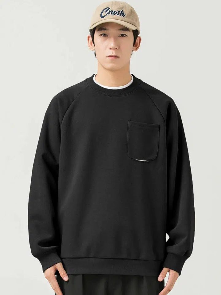 Crew Neck Sweatshirt with Pockets