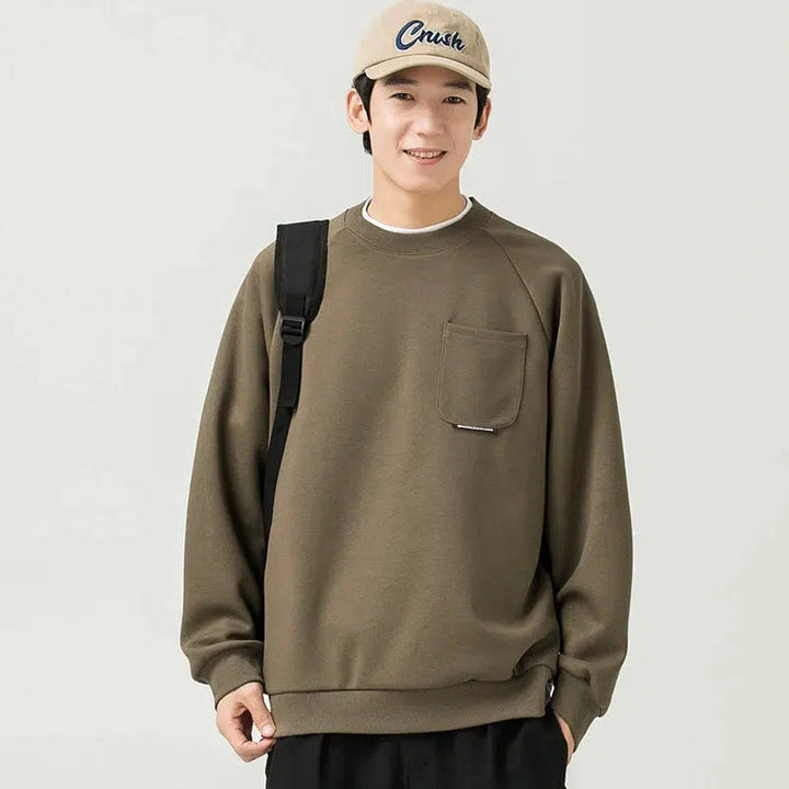 Crew Neck Sweatshirt with Pockets