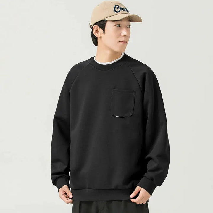 Crew Neck Sweatshirt with Pockets
