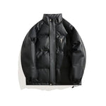 Croc-print Padded Cotton Leather Jacket