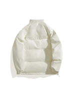 Croc-print Padded Cotton Leather Jacket