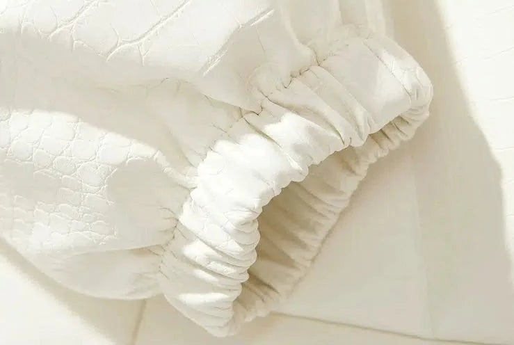 Croc-print Padded Cotton Leather Jacket