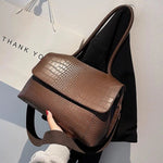 Crocodile-Embossed Leather Tote Bag