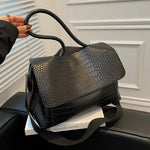 Crocodile-Embossed Leather Tote Bag