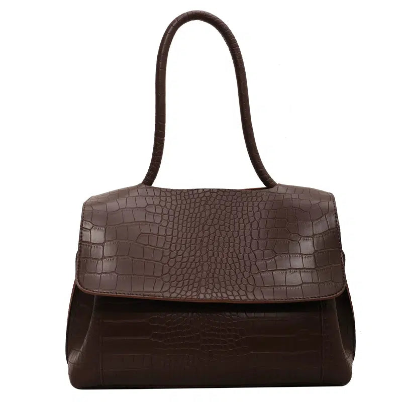 Crocodile-Embossed Leather Tote Bag