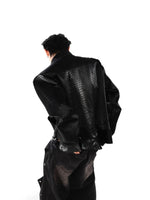 Crocodile Pattern Leather Jacket