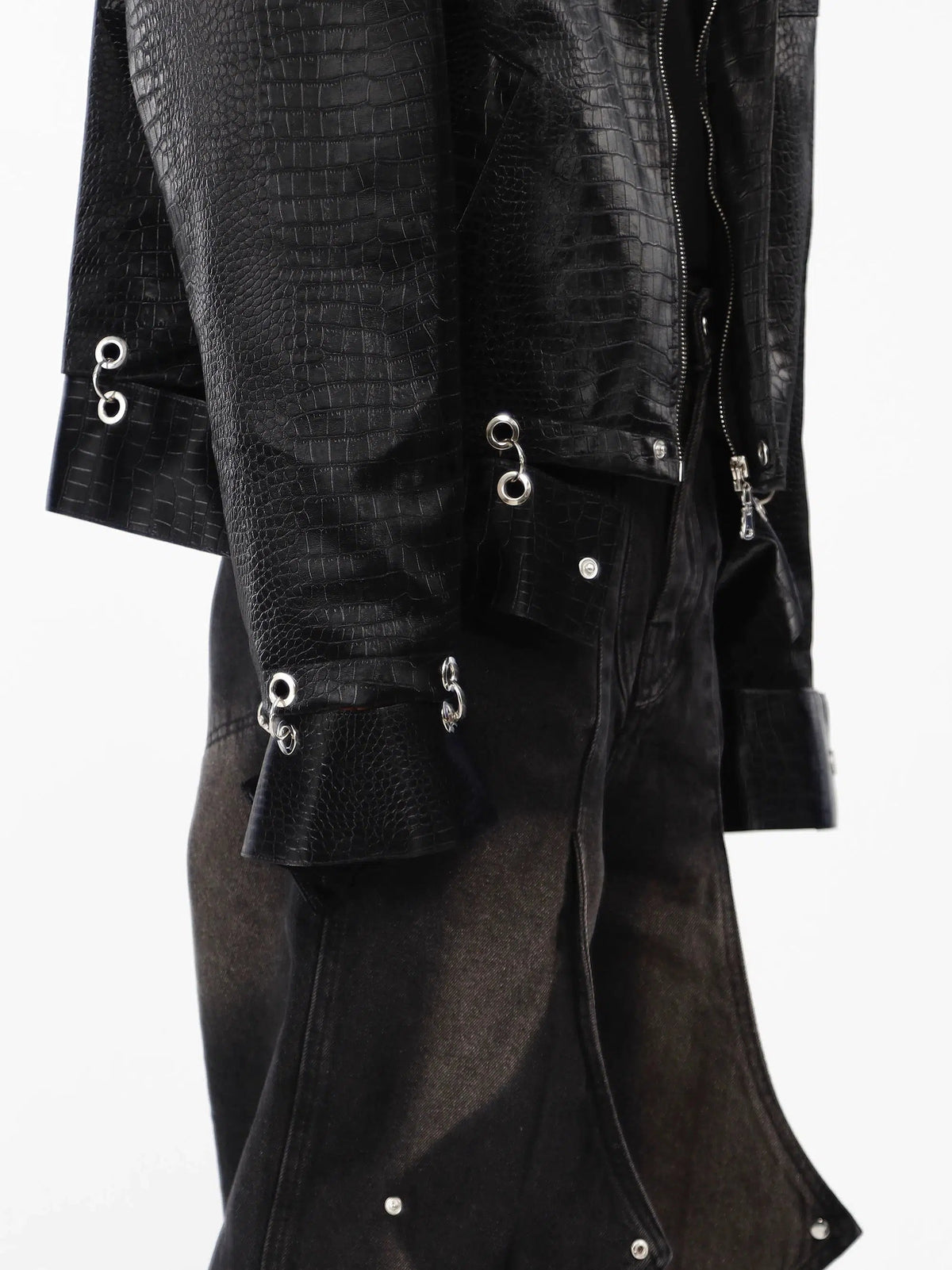 Crocodile Pattern Leather Jacket