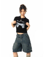 Cropped Bow Graphic T-Shirt