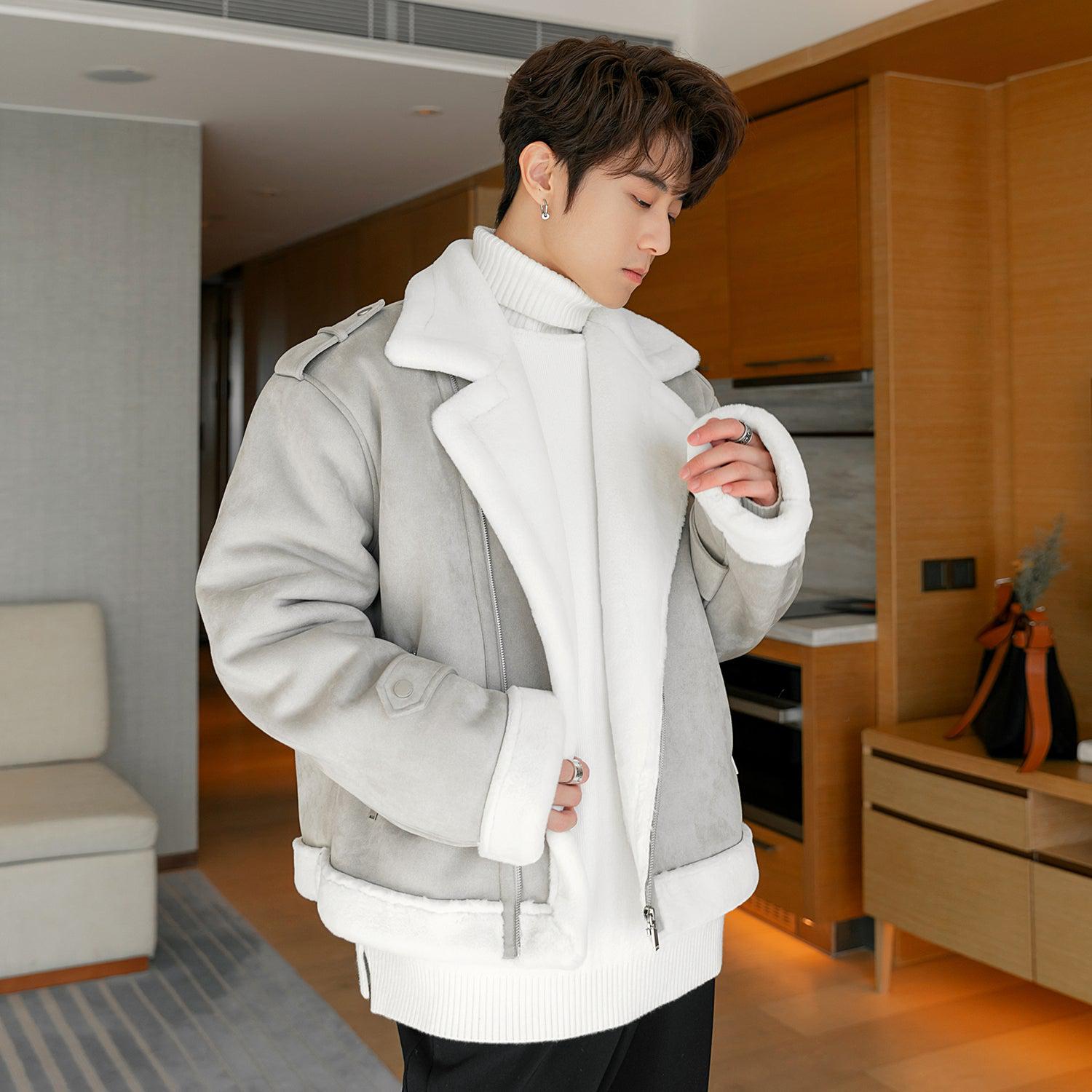 Cropped Rabbit Fur Lapel Jacket S Bla