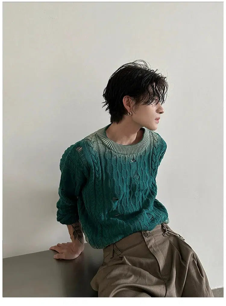 Cropped Ripped Knit Sweater