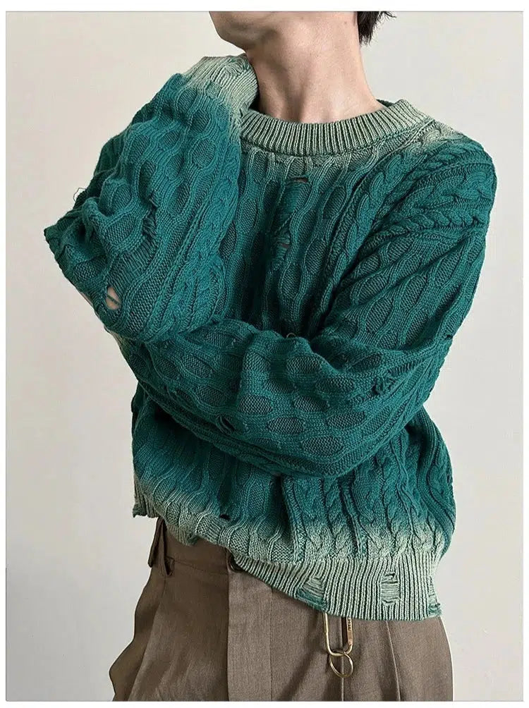 Cropped Ripped Knit Sweater