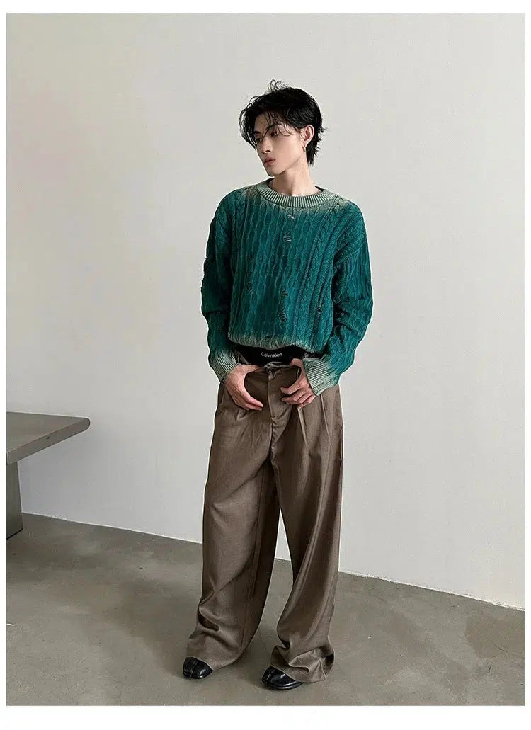 Cropped Ripped Knit Sweater