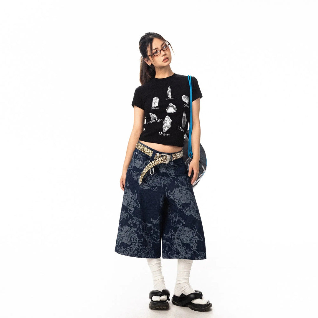 Cropped Rock Print T-shirt