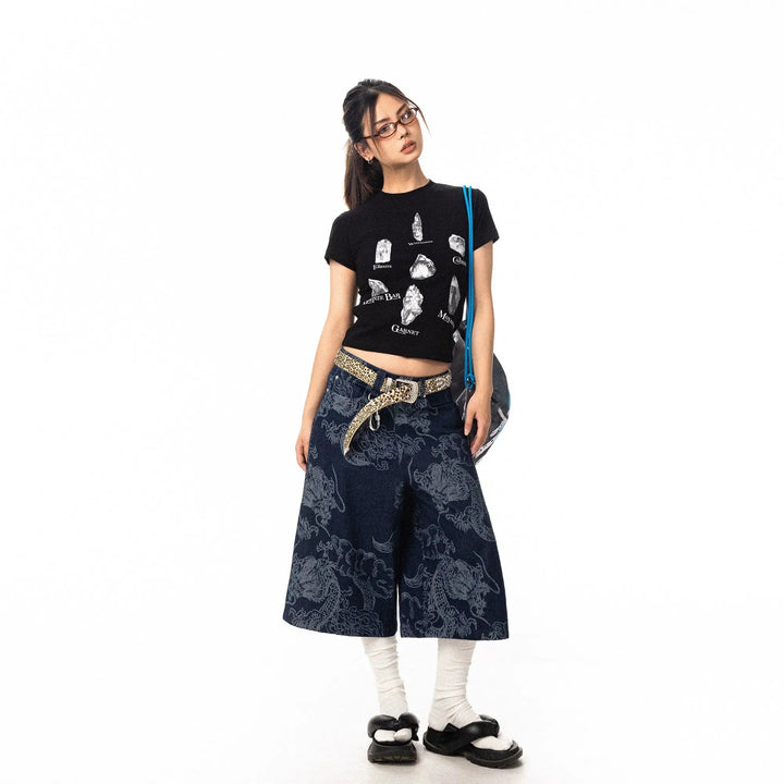 Cropped Rock Print T-shirt
