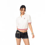 Cropped Striped Polo Shirt