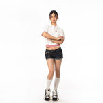 Cropped Striped Polo Shirt