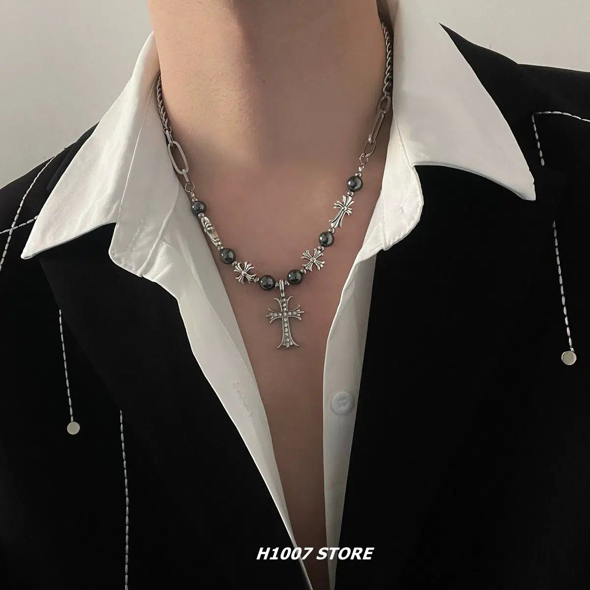 Cross Pearl Splicing Necklace