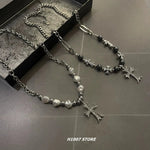 Cross Pearl Splicing Necklace