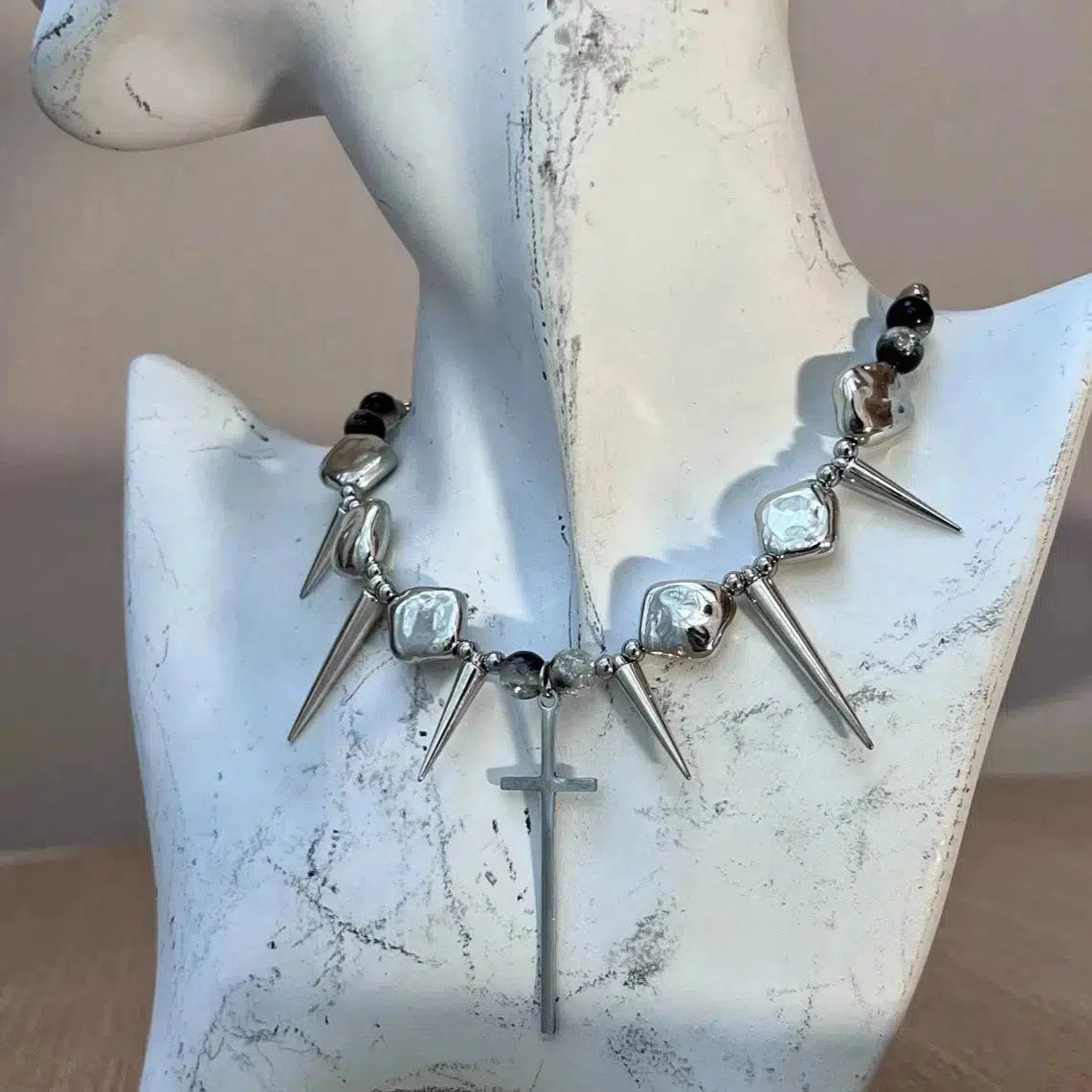 Cross Rivet Pendant Necklace