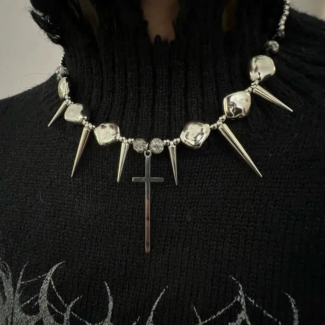 Cross Rivet Pendant Necklace