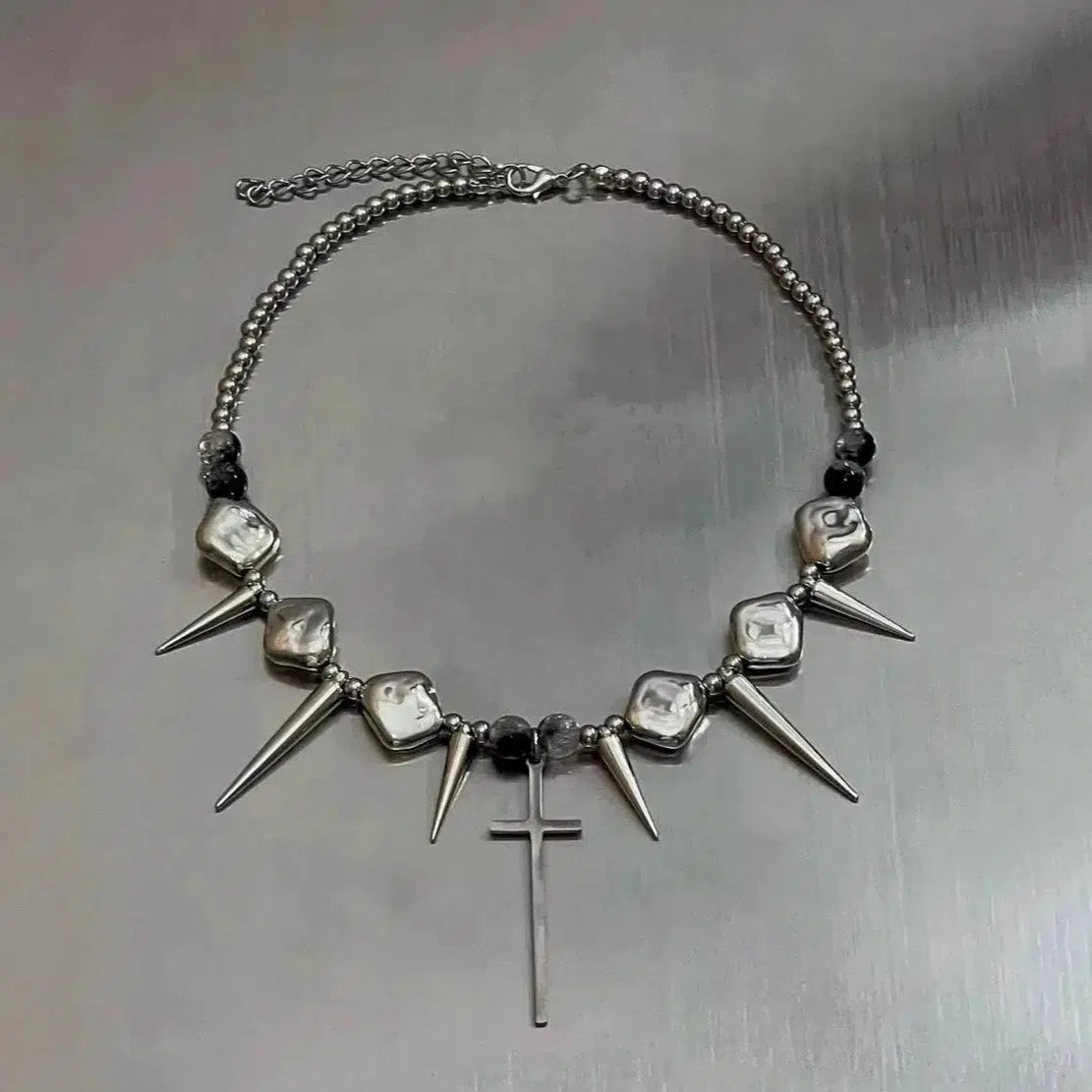 Cross Rivet Pendant Necklace