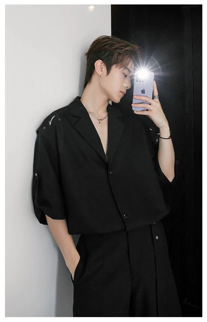Cuban Collar Button-down Shirt