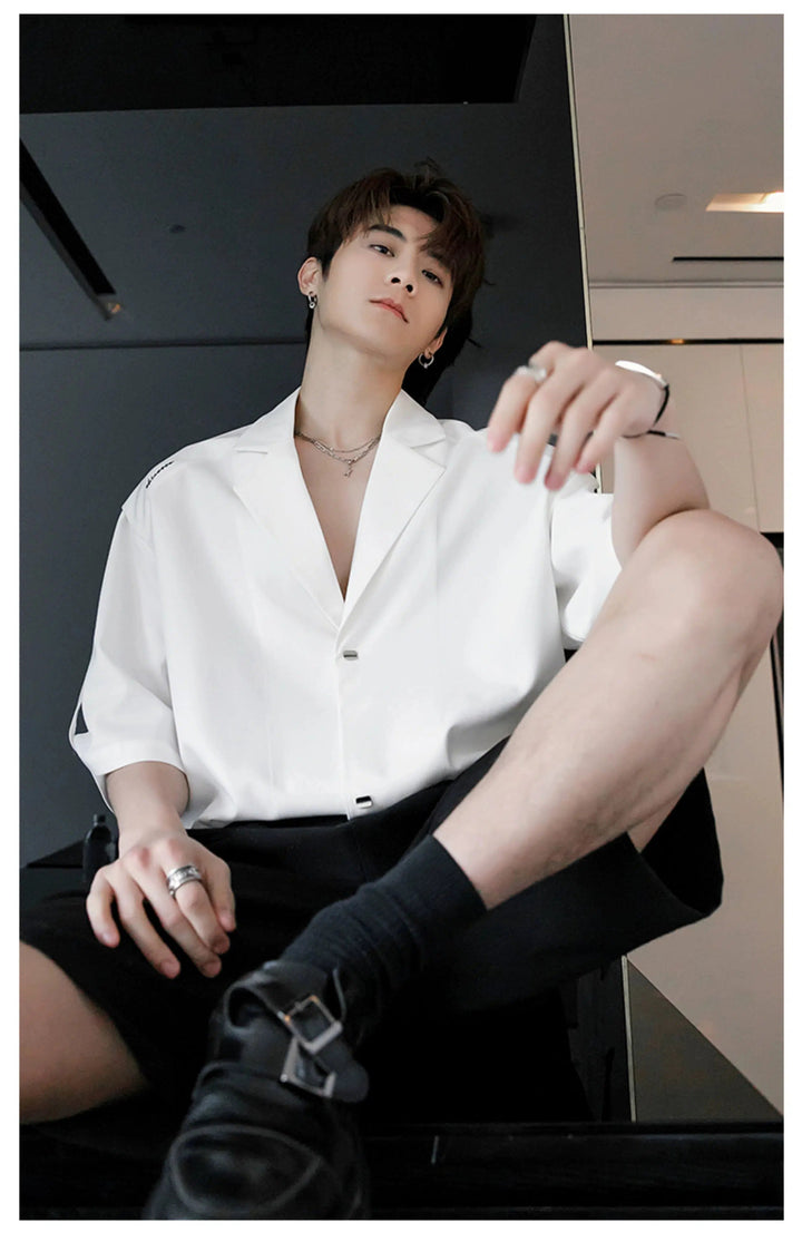 Cuban Collar Button-down Shirt