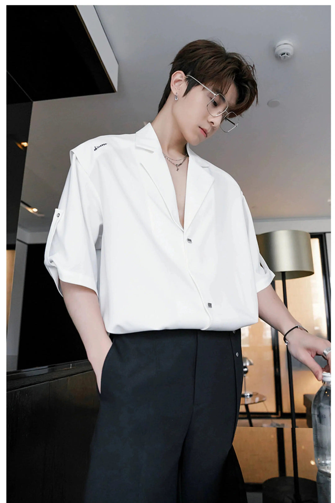 Cuban Collar Button-down Shirt