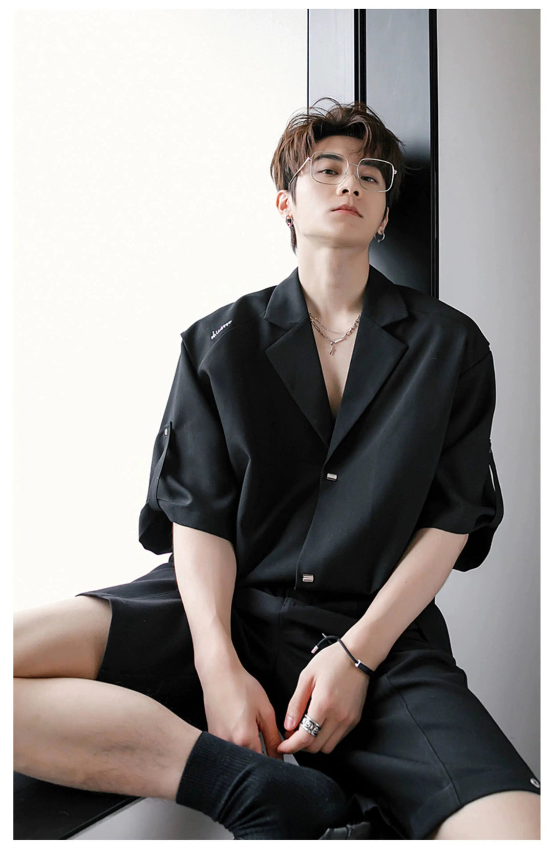 Cuban Collar Button-down Shirt