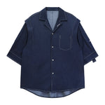 Cuban Collar Denim Shirt & Jeans Two-piece Set