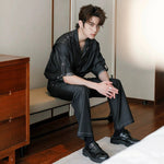 Cuban Collar Denim Shirt & Jeans Two-piece Set