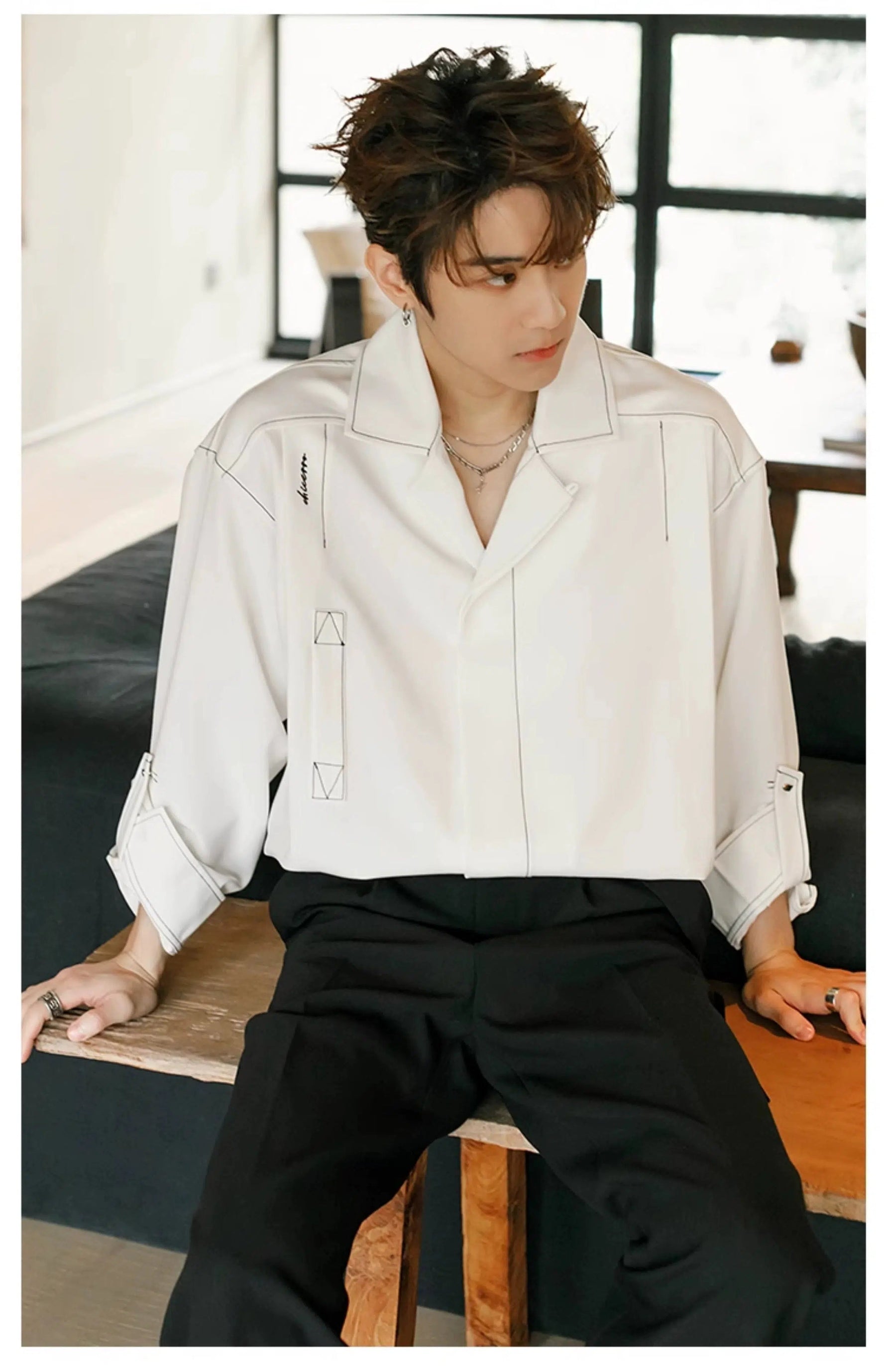 Cuban Collar Long Sleeve Shirt