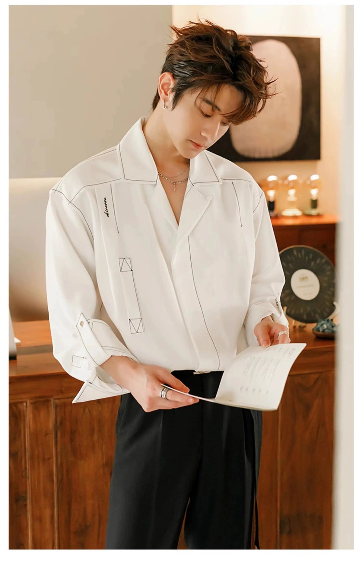 Cuban Collar Long Sleeve Shirt