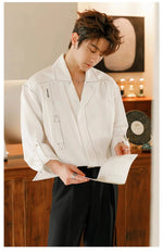 Cuban Collar Long Sleeve Shirt