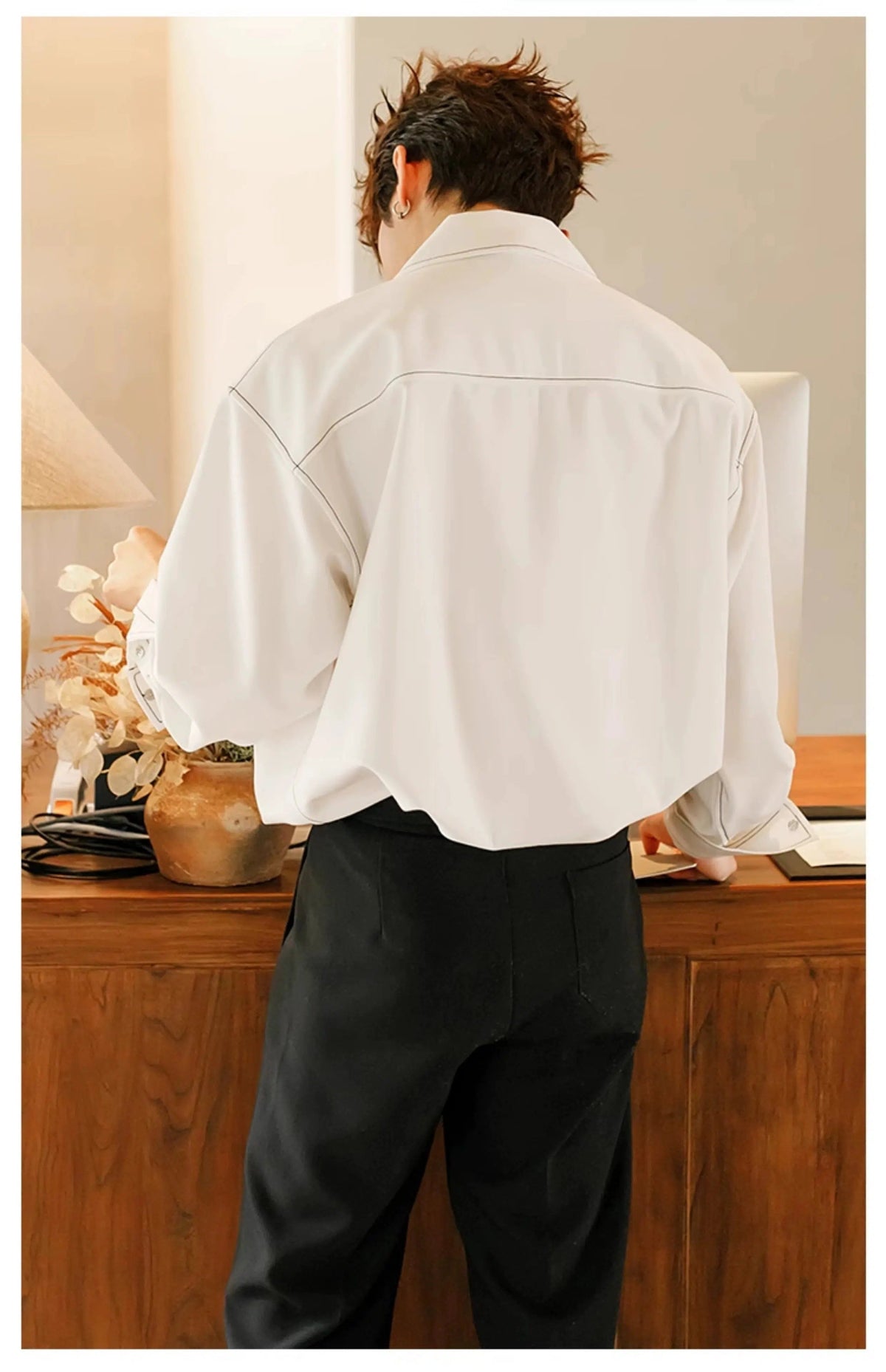 Cuban Collar Long Sleeve Shirt