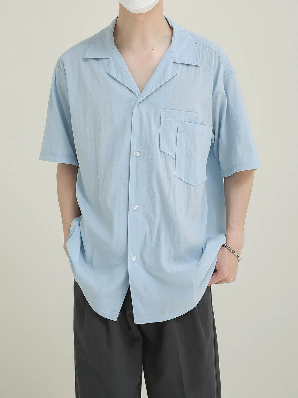 Cuban Collar Short Sleeve Shirt