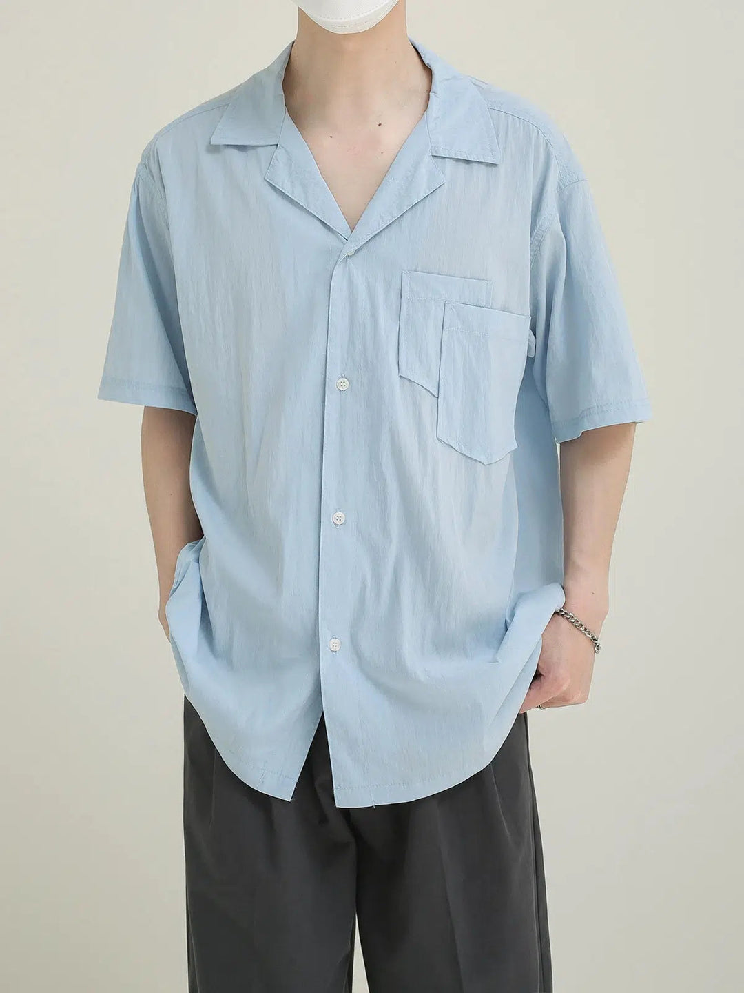 Cuban Collar Short Sleeve Shirt
