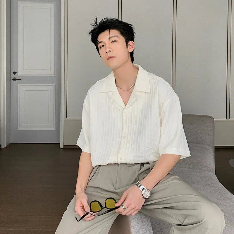 Cuban Collar Short Sleeve Shirt