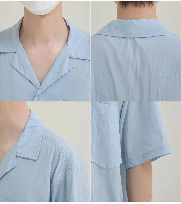 Cuban Collar Short Sleeve Shirt