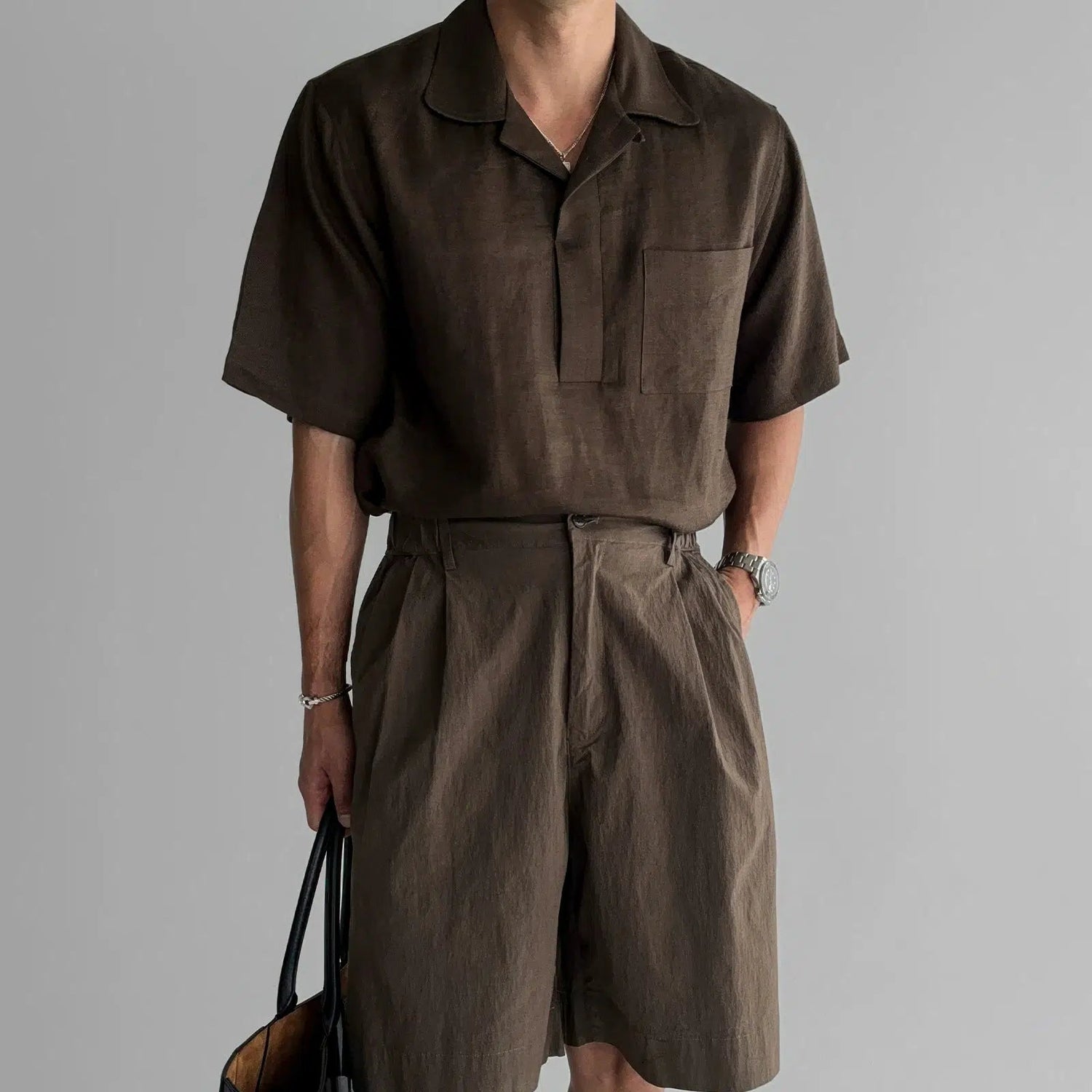 Cuban Collar Short-sleeved Shirt