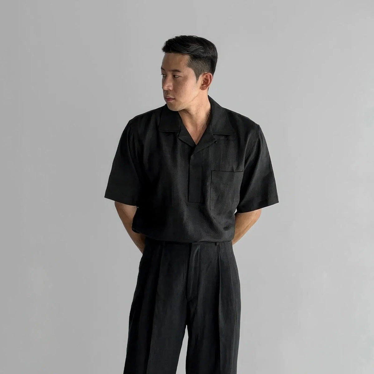 Cuban Collar Short-sleeved Shirt