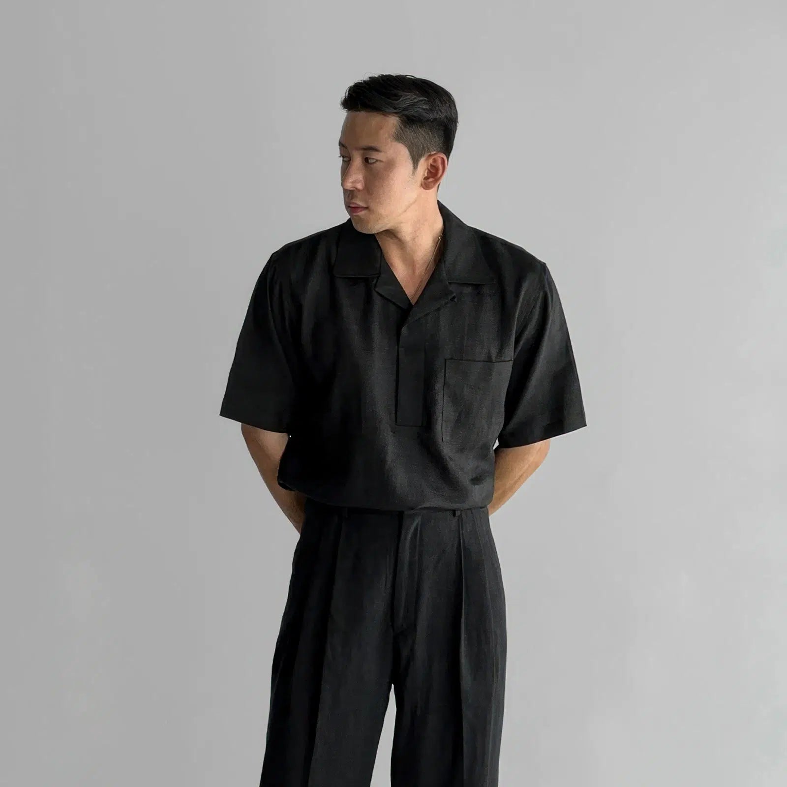 Cuban Collar Short-sleeved Shirt