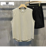 Curved Hem Round Neck Sleeveless Vest