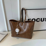 Cute Keychain Leather Tote Bag