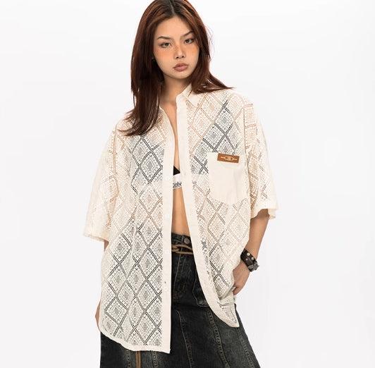 Cutout Button-Down Shirt