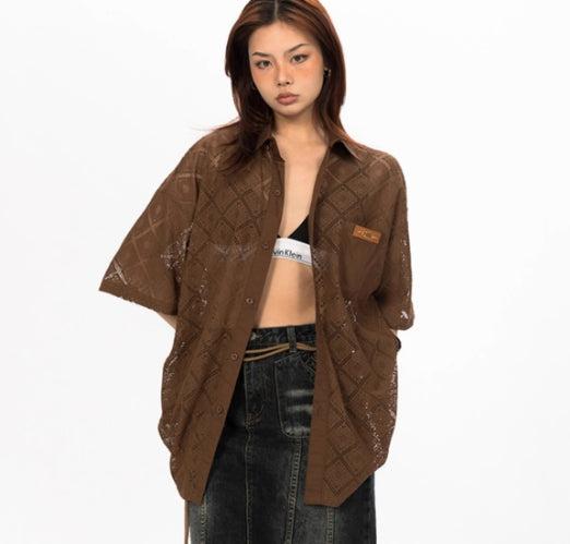 Cutout Button-Down Shirt