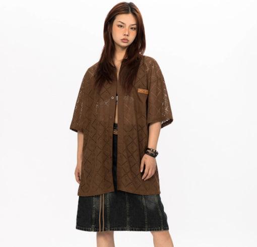 Cutout Button-Down Shirt