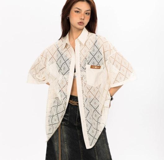 Cutout Button-Down Shirt